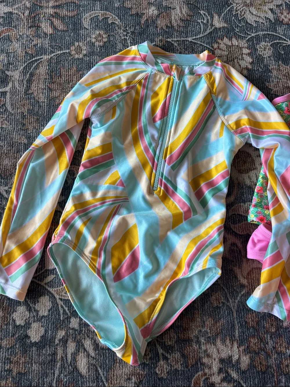 Cat & Jack Kids Swim Rashguard Set - Pink, Aqua & Yellow